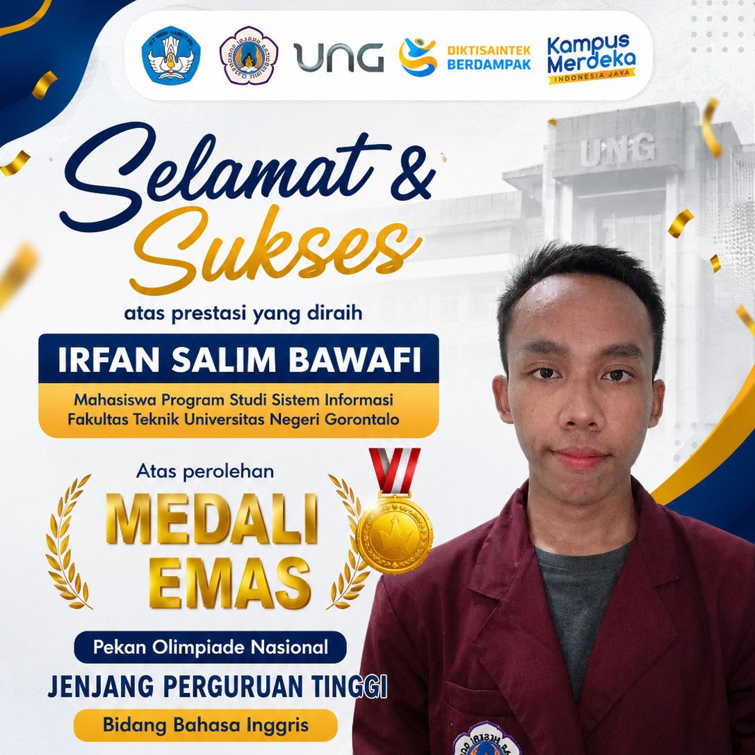 Mahasiswa Sistem Informasi FT UNG Raih Medali Emas Nasional Bidang Bahasa Inggris