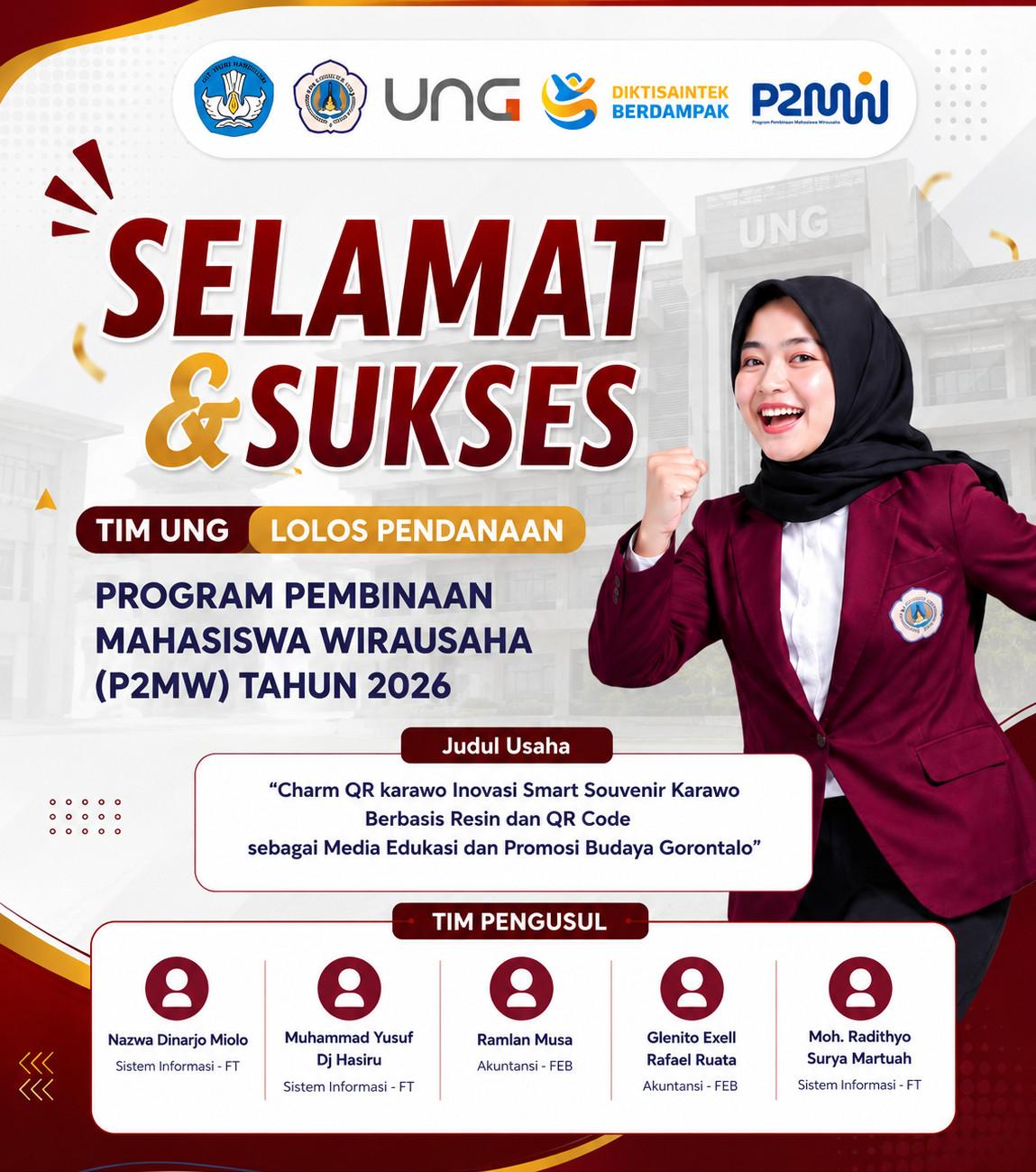 Mahasiswa UNG Raih Pendanaan Nasional P2MW 2026 Lewat Inovasi Charm QR Karawo