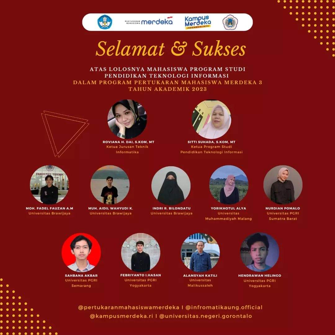 Selamat ! 9 Mahasiswa PTI Lolos Program Pertukaran Mahasiswa Merdeka Tahun 2003